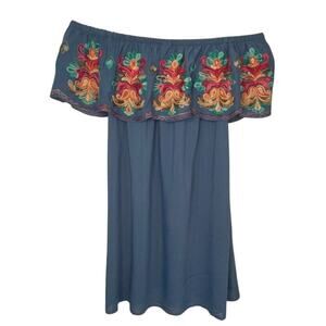 NEW Surf Gypsy Junior's Floral Embroidered Off Shoulder Dress Size Small NWT